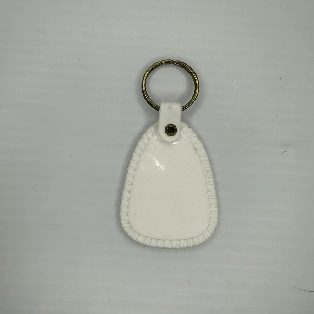 Vintage Exxon Gas Oil Keychain White Plastic Promo Petroliana Key Ring